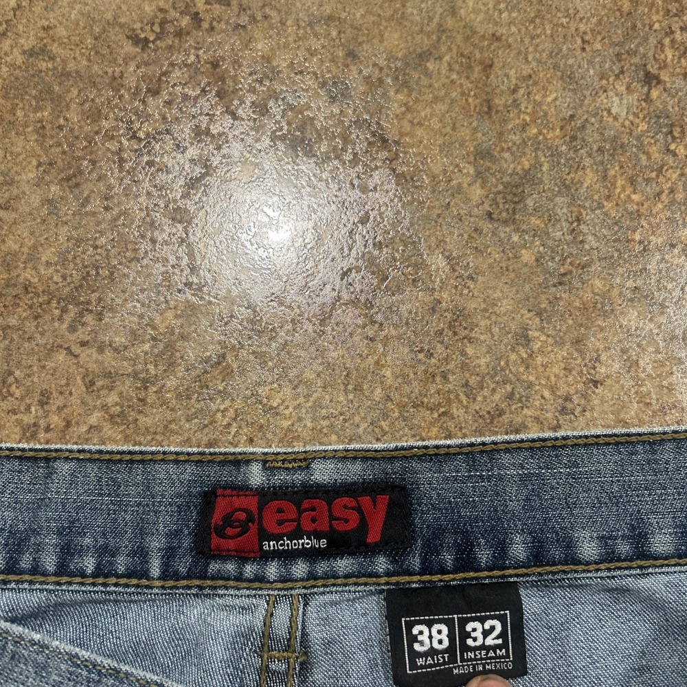 Vintage Y2k Anchor Blue Easy Jeans Baggy Wide Leg 38x30 Blue Skater Grunge - Picture 3 of 7